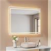 EMKE Specchio Bagno con luce LED, 80 x 60 cm, Specchio da bagno LED, Luce bianca calda 3000K, Specchio murale con illuminazione, Orizzontale/Verticale, IP44, Efficienza energetica.