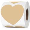 YIKIADA Etichette termoadesive in vinile color kaki 76 mm a forma di cuore, autoadesive, rotolo, adesivi per regali, impermeabili, per stampante, etichette termiche per logo, barcode, matrimonio