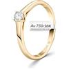 EDELIND Anello solitario diamante 0.20 ct Oro Giallo 18K 750 Anello Donna con Diamante taglio Brillante Anello di Fidanzamento Ø 51 mm con scatola regalo