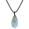 COAI Collana da Uomo e da Donna in Vera Pelle Italiana con Ciondolo Goccia in Turchese Peruviano Pietra Naturale, Collana Turchese da Uomo e da Donna