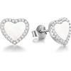 Evensee Orecchini Cuore Madreperla Bianca Argento 925,Ipoallergenici Senza Nichel Simboli d'amore Eleganti,Regalo San Valentino Battesimo Comunione per Donne e Ragazze