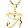 HZMAN Collana da uomo con ciondolo a forma di occhio di Horus, in acciaio inox, stile retrò, stile antico Egitto, idea regalo, 3.3 x 3.3cm / 1.3 x 1.3 inch, Acciaio inossidabile, Non pietra preziosa