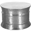 FineBuy Tavolino Salotto Metallo Tavolo da Soggiorno Martellato 62x62x41 cm Argento | Tavolinetto Rotondo Orientale | Tavolino da caffè