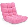 COSTWAY Sedia da Pavimento, Sedia Imbottita Regolabile in 14 Posizioni, Poltrona Salotto per Relax, Yoga, Lettura (Rosa)
