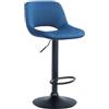 CLP Sgabello Camden I Rivestimento in velluto I Girevole, Colore:blu, Materiale base:Metallo nero opaco