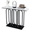COSTWAY Tavolo Consolle, Tavolo d'Ingresso con Piano Effetto Marmo, Piedini Regolabili, Struttura in Metallo e Kit Anti-Ribaltamento, Tavolino Moderno da Salotto e Corridoio