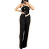 shownicer Jumpsuit da Donna Pantaloni da Tuta Senza Maniche Tuta con Spalline Gamba Larga Tinta Unita Playsuit Cerimonia Cocktail Overall Monopezzi Tutine B Nero S