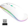 Generic Mouse senza fili ricaricabile - Bluetooth Mouse retroilluminato di 7 colori con ricevitore USB e mouse Bluetooth 5.0 Wireless Mouse per computer portatile, PC, MacBook, notebook, tablet, bianco