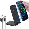 Moxtouz Caricatore Wireless, 15W Qi Ricarica Rapida Wireless Phone Charger Caricabatterie Stazione per Samsung Galaxy S25 Ultra S24 S23+ S22 S21, iPhone 16 15 14 13 12 11 Pro Max, Google Pixel 9 Pro 8 7a 6 XL