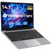 Gezoon PC Computer Portatile, 14.1 Pollici Win 11 Pro 8GB LPDDR4 512G SSD Laptop, Celeron N4020C Fino a 2,8GHz Notebook, FHD 1920x1080, 2.4G/5G WiFi, BT4.2, 4K Video, Type-C, 7.6V/5000mAH(Argento)