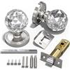Bwintech 1 coppia di pomelli per porte in nichel spazzolato, maniglia per porte interne in cristallo stile palazzo da 65 mm con kit per passaggio, camera da letto, corridoio