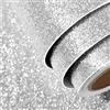 FunStick Carta Glitterata Adesiva Mobili Argento 40CM×2M Pellicola Adesiva per Mobili Color Argento Fantasia Decorazioni Parete Camera da Letto Carta da Parati Glitterata Adesiva Glitter Cartoncino