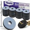 Filzada® 26x Piedini per Mobili in Teflon da avvitare - Ø 38 mm (tondo) - Pattini per mobili/pattini per moquette in PTFE (teflon) incl. viti