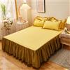Morbuy 3 Pezzi Set Gonna da Letto per Singolo Matrimoniale e Una Piazza e Mezza Elasticizzata Copriletto con Volant Coprirete per Letto Lenzuola con 2 Federe (120x200+48x74cm,Giallo)