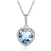 ChicSilver Collana Pendente Donna Cuore Piccolo in Argento Sterling 925 con Zirconi Brillanti Pietra Nascita 12 Mese Mesi Catenina Catena Regolabile Gioiello alla moda - Marzo Acquamarina