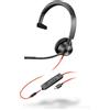 POLY Cuffia monofonico Poly Blackwire 3315 Padiglione cablato con microfono 3.5mm Nero [8X217AA]