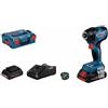 Bosch Professional 18V System Avvitatore a massa battente a batt. GDR 18V-210 C (c. serraggio: 210 Nm, incl. 1 mod. Bluetooth, 2 batt. ProCORE18V 4.0Ah, caricab. rapido L-BOXX 136), Blu