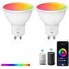 Wiby Lampadina Alexa G10 Wi-Fi,Lampadine LED WiFi GU10 4.5W,Lampadina Intelligente Dimmerabile, Multicolore Bianco Caldo Controllo con Alexa o APP, Smart Life,2 Pezzi