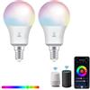 Wiby Lampadina LED Smart, Attacco E14, 8W RGBWW, Dimmerabile 2700K/6500K, 806lm, Compatibile con Alexa & Google Home, Controllo App, Wi-Fi 2,4 GHz, 2 unità