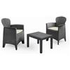 Ipae Progarden Set 3 Pezzi Salotto Akita Poltrone con Tavolino Rattan Antracite di Ipae Progarden