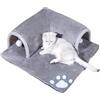 Qkbuza Letto a tunnel per gatti, tunnel per gatti con giocattolo da appendere - Tunnel della grotta dei gatti con giocattolo da appendere,Cuccia interattiva per gatti con grotta per conigli,