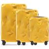 CRASH BAGGAGE Stripe Set | 3 Trolley rigidi da Viaggio (S + M + L) Valigie di Design Italiano con Chiusura TSA e 4 Ruote girevoli EASY LIFE KIT in Omaggio 3 Custodie per Valigia (3 Pezzi) Yellow
