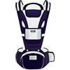SONARIN Marsupio Neonati Traspirante con Sedile per Bambini da 0-36 Mesi, Puro Cotone Portantina Ergonomico per Bebè, Multiposizione, Dimensioni Regolabili, Fino a 30 KG(Blu Scuro)