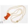 Collana perle oro giallo 18 kt 750 cammeo corallo diamanti -615/VE-