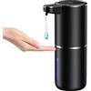 Fantictas Dispenser Sapone Automatico, Erogatore Sapone Liquido, 380ml Dispenser Sapone Bagno con Sensore a Infrarossi, Dosatore Sapone Bagno Automatico per Cucina, Ufficio e Hotel, Ricaricabile USB