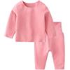 SONARIN Set Biancheria Intima Termica per Bambini,Set Termico per Bambino e Bambina con Maglia e Pantaloni Set Pigiama a Maniche Lunghe Biancheria da Notte Infante per 0-24 Mesi(Rosa)