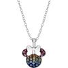 Disney Collana Minnie Donna in Argento 925 con Zirconi Multicolore, Dimensione Regolabile, Sicuri per Pelli Sensibili, adatta per Donne e Bambine, Confezione Regalo Inclusa, Gioielli Ufficiali Disney