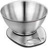 MPM MWK-05 MWK-05M Cucina Digitale con Ciotola Rimovibile in Acciaio Inox, Display LCD, Bilancia di Alta Precisione, Cibo Fino a 5 kg, Passi da 1g, Funzione Tara, Pesa gr, ml, Oz, Lb