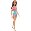 Barbie Bambola Mora con Costume da Bagno Blu, Rosa e Arancione, Giocattolo per Bambini 3+ Anni, GHW40