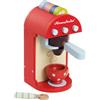 Le Toy Van - TV299 - Gioco educativo macchina del caffè giocattolo in legno FSC, 3 anni, include 5 cialde, 1 tazzina, 1 cucchiaino, con braccio estraibile, realistica, gioco Montessori