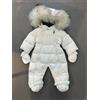 IlGufo salopette bianca imbottita con cappuccio in pelliccia full zip
