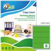 TICO Etichetta adesiva LP4F verde fluo 70fg A4 99,1x67.7mm (8et/fg) Tico