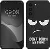 kwmobile Cover Compatibile con Samsung Galaxy S22 - Custodia in Silicone TPU - Cover Protettiva Soft Case - Don't touch my phone bianco/nero