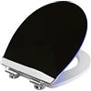 Cornat Sedile WC Black Shining - Luce LED delicata di notte - con sensore acustico - Funzione Quick Up & Clean - Abbassamento automatico - Comodo montaggio dall'alto/sedile WC/copriwater /