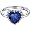 ChicSilver Anelli Donna Regolabili Anello Con Pietra Azzurra, Cuore Anello Pietra Blu Argento Regolabile Pietra Settembre Confezione Regalo