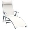 Outsunny Sedie Sdraia da Giardino lettino prendisole pieghevole arredamento giardino Piscina Pieghevole Schienale Regolabile, Crema Bianco|Aosom