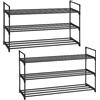 SONGMICS Scarpiera a 3 Ripiani, Set di 2, Scaffale Portascarpe, Organizzatore in Metallo, per 12/15 Paia di Scarpe, Impilabile, Corridoio, Soggiorno, Camera da Letto, 30 x 92 x 54 cm, Nero LSA06BK