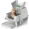 Eosarcu Lettiera per Gatti in Acciaio Inox, paletta lettiera gatto,Lettiera Gatto Chiusa XXL, Contenitori per lettiere con Pala, 60 x 40 x 39 cm Toilette per Gatti, Cassette igieniche per gatti - Grigio