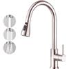 CREA Rubinetto Cucina con Doccetta a 3 Modalità, Miscelatore Cucina Girevole a 360°, Acciaio Inox Spazzolato