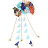 minkissy 1pezzi Fermaglio Per Giapponese Con Nappine Lunghe Accessorio Classico Per Spose e Occasioni Speciali Decorazione Per Stile Tradizionale Colore Blu Con Motivo Ventaglio Casuale