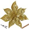 Oairse 8 Pezzi Grandi Glitter Stella di Natale 23 cm Oro - Fiori Artificiali Con Clip, Ornamenti Floreali per Albero, Vacanze, Matrimoni, Capodanno, Halloween