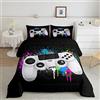 Loussiesd Game Gamepad Copriletto Ragazzi Giocatore Trapuntato Letto per Bambini Adolescenti Bianco Video Game 4 Stagioni Copriletto Re Inverno Estate Trapunta Colorato Tie Colore Moderno Controller Gioco