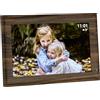 TFA Dostmann Cornice portafoto digitale Wi-Fi con app Frameo, 37.1001, 10 pollici, con sensore di movimento, touch screen, con USB e Micro SD, per video e foto, effetto legno, colore marrone