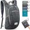 G4Free Piccolo zaino pieghevole 10/15 L leggero e pieghevole Zaino da viaggio all'aperto Borsa a tracolla, nero, 15Liters, Zaino daypack