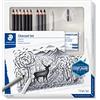 STAEDTLER Mars Lumograph 100C Set schizzo - 12 pezzi, grafite & carboncino | 6 matite grafite, 3 carboncini, sfumino, gomma & temperino - kit completo per lo schizzo - Art.-Nr. 61 100C