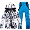 POIUIYQA Tuta Da Sci Da Uomo, Set Da 2 Pezzi, Tuta Da Neve Da Uomo, In Due Pezzi, Per Attività All'aria Aperta, Antivento, Con Cappuccio, Traspirante, Softshell E Pantaloni Da Neve Dama